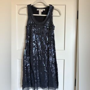 Navy Sequin Sleeveless Dress